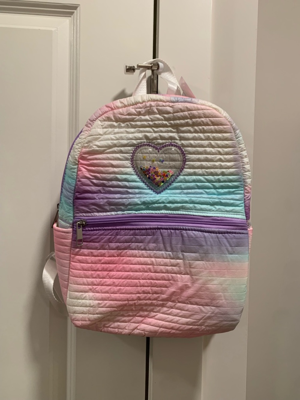 Kids Pastel Rainbow Heart Backpack - Pink & Purple